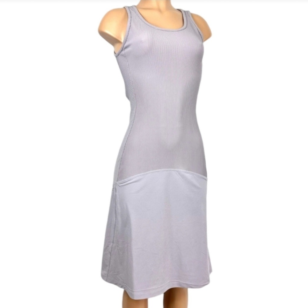 Athleta Sleeveless Light Purple Ribbed Fit & Flare Tank Midi Dress